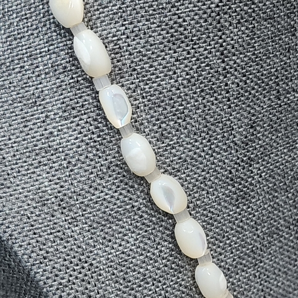 Mother of Pearl Beaded Necklace, Creamy White, Vintage-Inspired - Picture 9 of 12